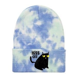 Black Cat Hiss Off For Men Women Meow Cat Gifts Tie Dye 12in Knit Beanie