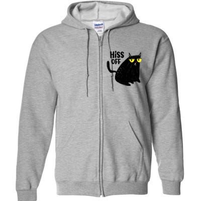 Black Cat Hiss Off For Men Women Meow Cat Gifts Full Zip Hoodie