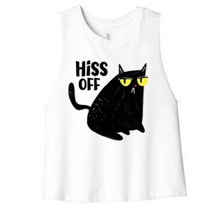 Black Cat Hiss Off For Men Women Meow Cat Gifts Women's Racerback Cropped Tank