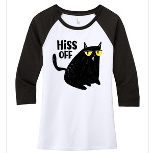 Black Cat Hiss Off For Men Women Meow Cat Gifts Women's Tri-Blend 3/4-Sleeve Raglan Shirt