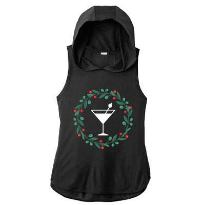 Bartender Christmas Holidays Xmas Martini Cocktail Booze Gift Ladies PosiCharge Tri-Blend Wicking Draft Hoodie Tank