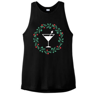 Bartender Christmas Holidays Xmas Martini Cocktail Booze Gift Ladies PosiCharge Tri-Blend Wicking Tank