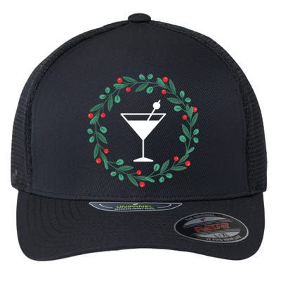 Bartender Christmas Holidays Xmas Martini Cocktail Booze Gift Flexfit Unipanel Trucker Cap