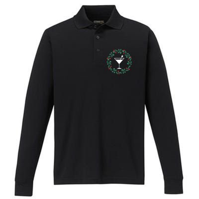 Bartender Christmas Holidays Xmas Martini Cocktail Booze Gift Performance Long Sleeve Polo