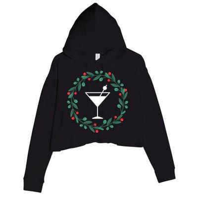 Bartender Christmas Holidays Xmas Martini Cocktail Booze Gift Crop Fleece Hoodie