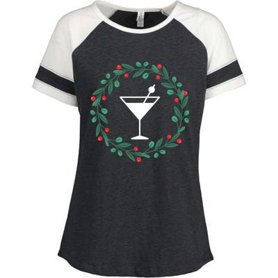 Bartender Christmas Holidays Xmas Martini Cocktail Booze Gift Enza Ladies Jersey Colorblock Tee