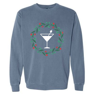 Bartender Christmas Holidays Xmas Martini Cocktail Booze Gift Garment-Dyed Sweatshirt