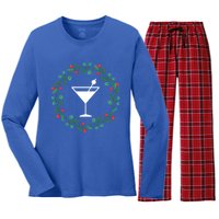 Bartender Christmas Holidays Xmas Martini Cocktail Booze Gift Women's Long Sleeve Flannel Pajama Set 