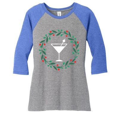 Bartender Christmas Holidays Xmas Martini Cocktail Booze Gift Women's Tri-Blend 3/4-Sleeve Raglan Shirt