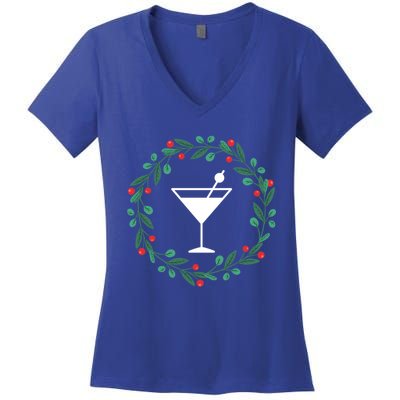 Bartender Christmas Holidays Xmas Martini Cocktail Booze Gift Women's V-Neck T-Shirt