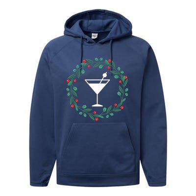 Bartender Christmas Holidays Xmas Martini Cocktail Booze Gift Performance Fleece Hoodie