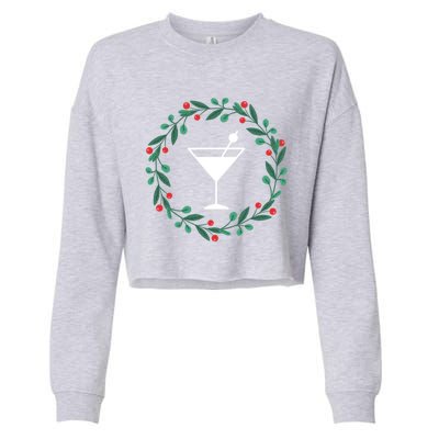 Bartender Christmas Holidays Xmas Martini Cocktail Booze Gift Cropped Pullover Crew