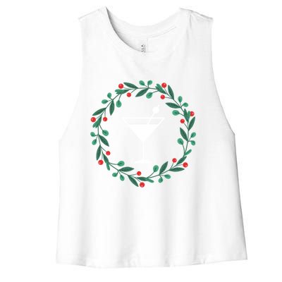 Bartender Christmas Holidays Xmas Martini Cocktail Booze Gift Women's Racerback Cropped Tank