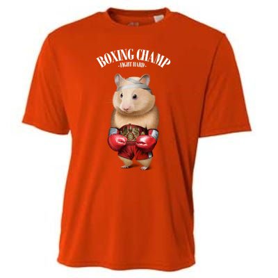 Boxing Champion Hamster Fighter Funny Gift Cooling Performance Crew T-Shirt