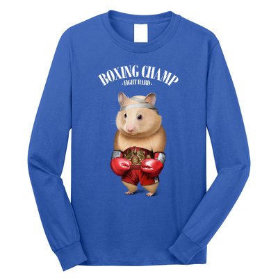 Boxing Champion Hamster Fighter Funny Gift Long Sleeve Shirt