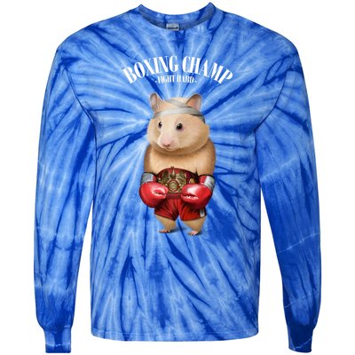 Boxing Champion Hamster Fighter Funny Gift Tie-Dye Long Sleeve Shirt