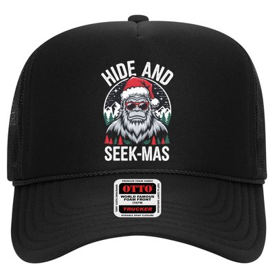 Bigfoot Christmas Hide And Seekmas Santa Hat Humor Cool Gift Trucker Hat
