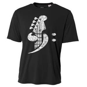 Bass Cleff Headstock Bassist Bass Guitar Musician Music Cooling Performance Crew T-Shirt