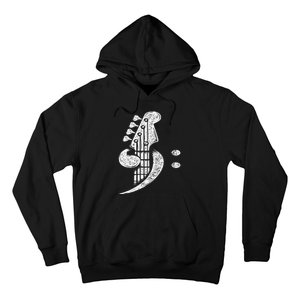 Bass Cleff Headstock Bassist Bass Guitar Musician Music Hoodie