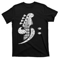 Bass Cleff Headstock Bassist Bass Guitar Musician Music T-Shirt