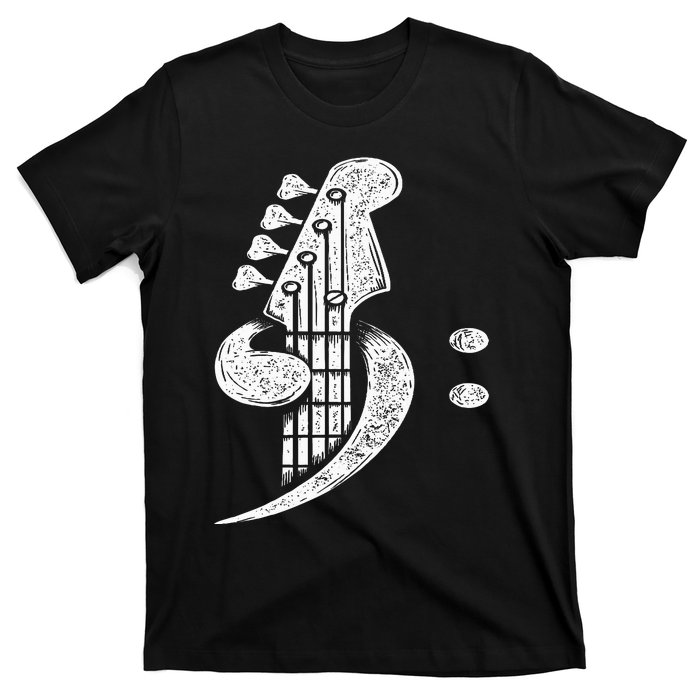 Bass Cleff Headstock Bassist Bass Guitar Musician Music T-Shirt