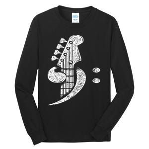 Bass Cleff Headstock Bassist Bass Guitar Musician Music Tall Long Sleeve T-Shirt