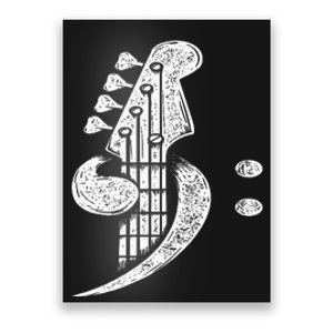 Bass Cleff Headstock Bassist Bass Guitar Musician Music Poster