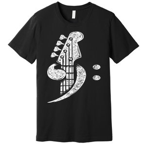 Bass Cleff Headstock Bassist Bass Guitar Musician Music Premium T-Shirt