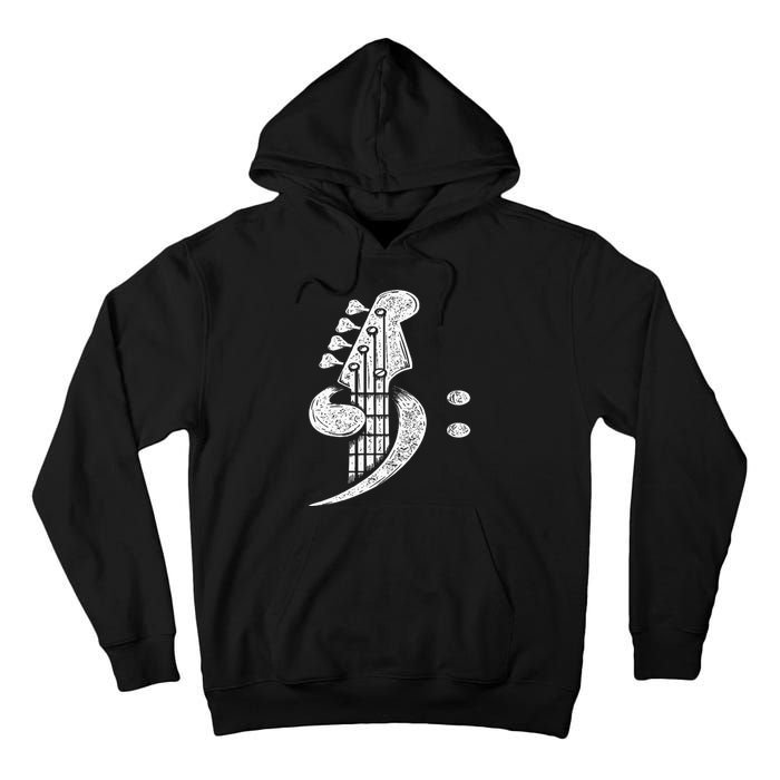 Bass Cleff Headstock Bassist Bass Guitar Musician Music Tall Hoodie