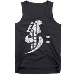 Bass Cleff Headstock Bassist Bass Guitar Musician Music Tank Top