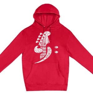 Bass Cleff Headstock Bassist Bass Guitar Musician Music Premium Pullover Hoodie