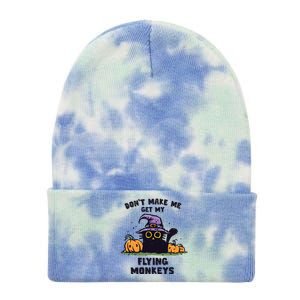 Back Cat Halloween DonT Make Me Get My Flying Monkeys Tie Dye 12in Knit Beanie