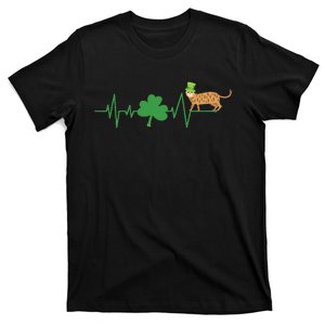 Bengal Cat Heartbeat St Patrick's Day T-Shirt