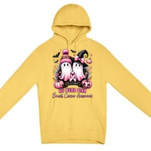 Breast Cancer Halloween In October We Wear Pin.K Ghost Witch Awareness Gift Premium Pullover Hoodie