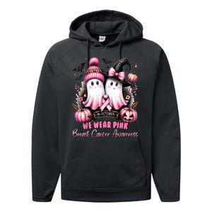 Breast Cancer Halloween In October We Wear Pin.K Ghost Witch Awareness Gift Performance Fleece Hoodie