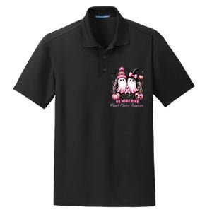 Breast Cancer Halloween In October We Wear Pin.K Ghost Witch Awareness Gift Dry Zone Grid Polo