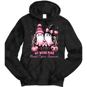 Breast Cancer Halloween In October We Wear Pin.K Ghost Witch Awareness Gift Tie Dye Hoodie