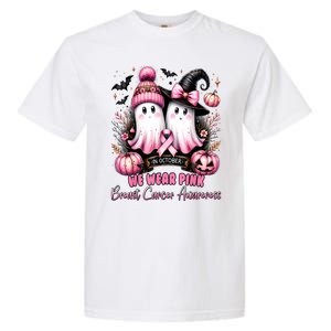 Breast Cancer Halloween In October We Wear Pin.K Ghost Witch Awareness Gift Garment-Dyed Heavyweight T-Shirt