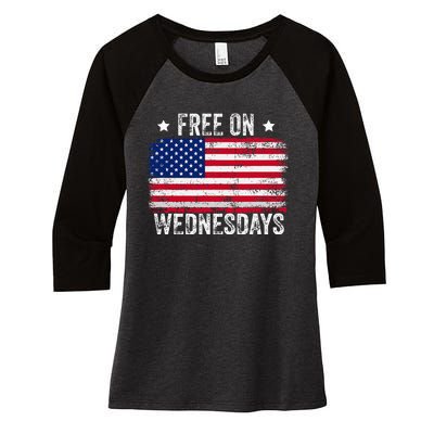 Biden Campaign Hawks ‘Free On Wednesdays Women's Tri-Blend 3/4-Sleeve Raglan Shirt