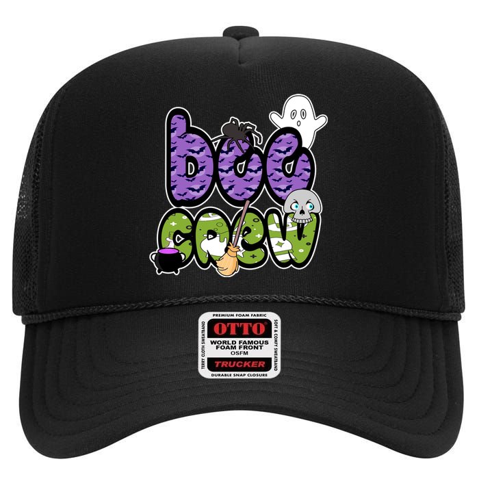 Boo Crew Halloween Spooky Fun High Crown Mesh Back Trucker Hat