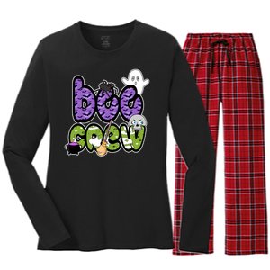 Boo Crew Halloween Spooky Fun Women's Long Sleeve Flannel Pajama Set 