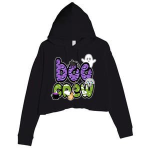 Boo Crew Halloween Spooky Fun Crop Fleece Hoodie