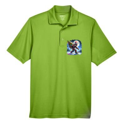 Bigfoot Christmas Holiday Sasquatch Xmas Men's Origin Performance Pique Polo