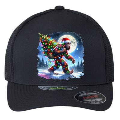 Bigfoot Christmas Holiday Sasquatch Xmas Flexfit Unipanel Trucker Cap