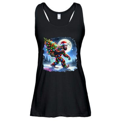 Bigfoot Christmas Holiday Sasquatch Xmas Ladies Essential Flowy Tank