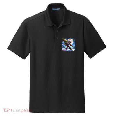 Bigfoot Christmas Holiday Sasquatch Xmas Dry Zone Grid Polo