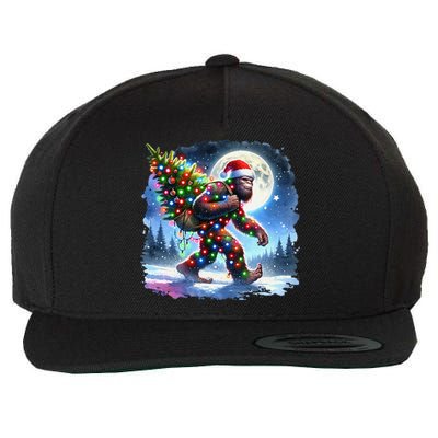 Bigfoot Christmas Holiday Sasquatch Xmas Wool Snapback Cap