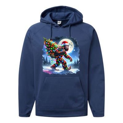 Bigfoot Christmas Holiday Sasquatch Xmas Performance Fleece Hoodie