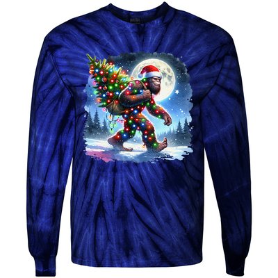 Bigfoot Christmas Holiday Sasquatch Xmas Tie-Dye Long Sleeve Shirt