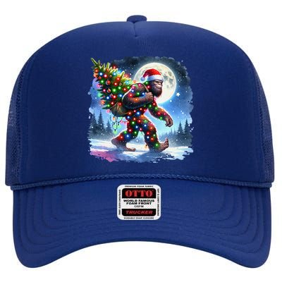 Bigfoot Christmas Holiday Sasquatch Xmas High Crown Mesh Back Trucker Hat